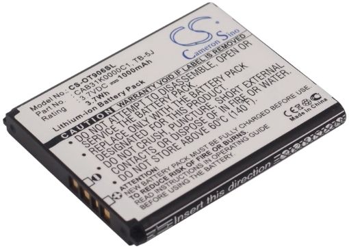 Picture of Battery Replacement Alcatel BY74 CAB31K0000C1 TB-5J for One Touch 906 OT-906