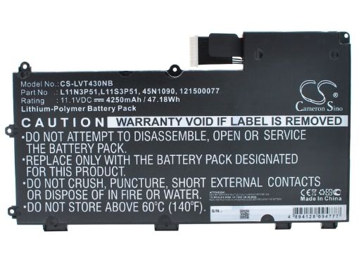 Picture of Battery Replacement Lenovo 121500077 3ICP7/64/84 45N1088 45N1089 45N1090 45N1091 ASM 45N1090 FRU 45N1091 L11N3P51 for 33511F9 33511G0