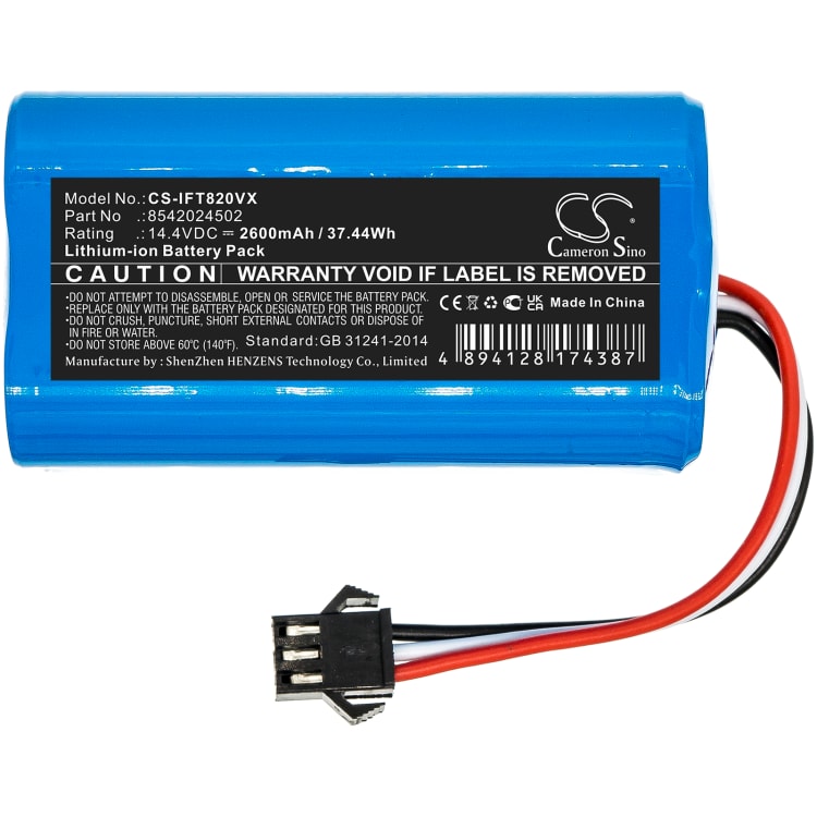 CellePhone Batteria Li-Ion 2600mAh 14,4V Per Robot Aspirapolvere Deik MT820 E Infinuvo MT820 Hovo 700